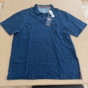 NWT Tommy Bahama Solerno Keys Indigo Palms Short Sleeve Polo Blue Men’s XL $110